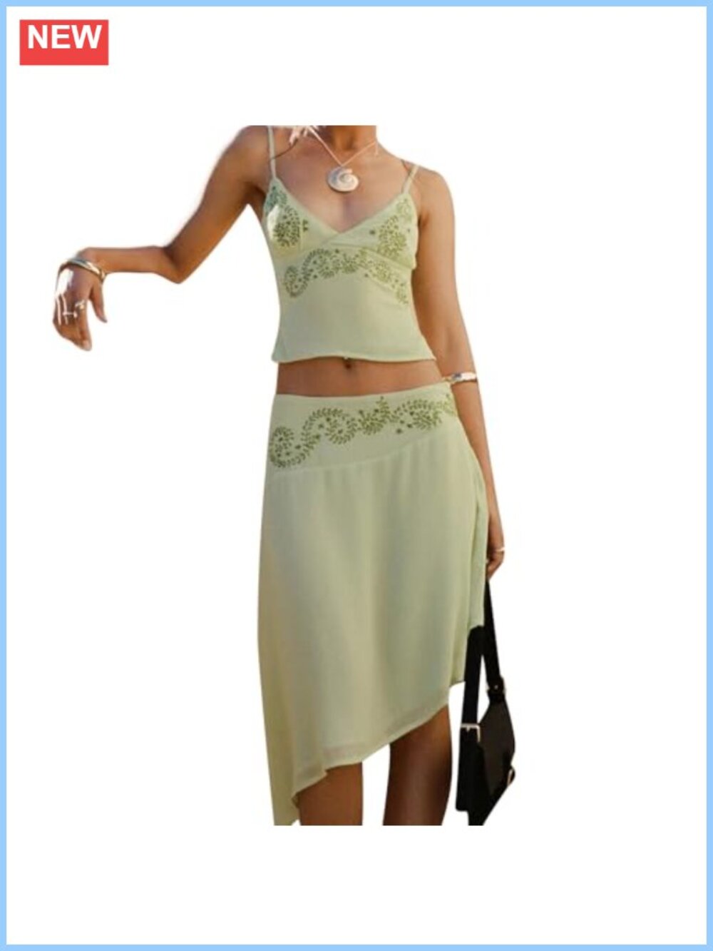 Womens Y2K Floral Cami Crop Top Asymmetrical Midi Skirt Set Boho 2 Piece